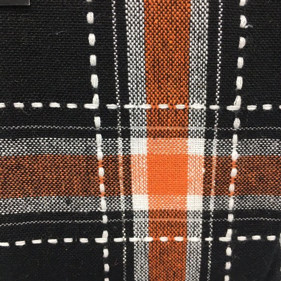 Cynthia Rowley Halloween Black Plaid Tablecloth Cotton Orange White 60x102 Decor - Picture 3 of 6